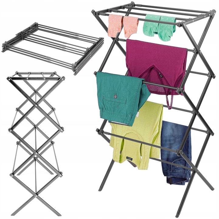 SUSZARKA NA PRANIE BIELIZNĘ UBRANIA STOJĄCA PIONOWA SKŁADANA TELESKOPOWA