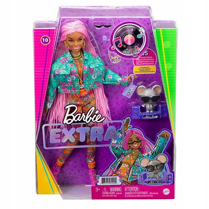 Mattel Barbie Lalka Extra Warkoczyki + Akcesoria