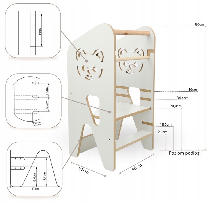 POMOCNIK KUCHENNY DLA DZIECI KITCHEN HELPER MDF + DREWNO POLSKI PRODUKT