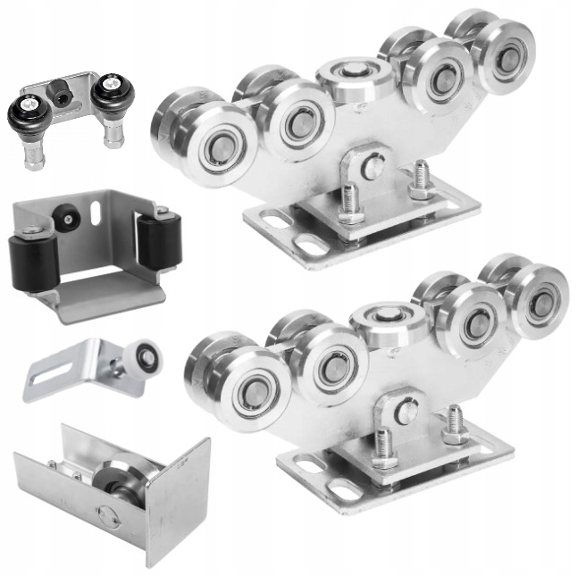 WÓZEK WÓZKI ROLKI DO BRAMY PRZESUWNEJ ZESTAW 80x80 9 ROLEK STALOWE