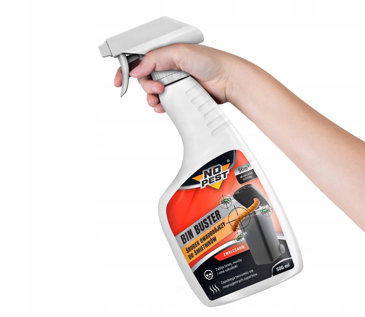 SPRAY ŚRODEK PREPARAT DO ŚMIETNIKÓW KOSZY NA MUCHY I LARWY NO PEST