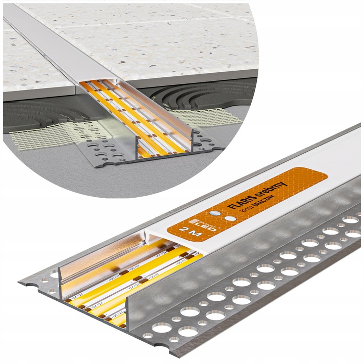 Profil LED Aluminiowy Do Płyt GK Gipsowych Wpuszczany Regips 2m