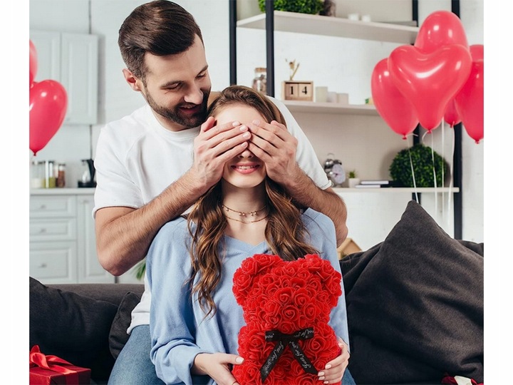 MIŚ Z PŁATKÓW RÓŻ PREZENT DUŻY PUDEŁKO ROSE BEAR RÓŻANY BUKIET KWIATÓW