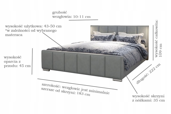 Łóżko 160x200 2 Zagłowia Panele Fancy Sypialnia_pl + POJEMNIK + STELAŻ