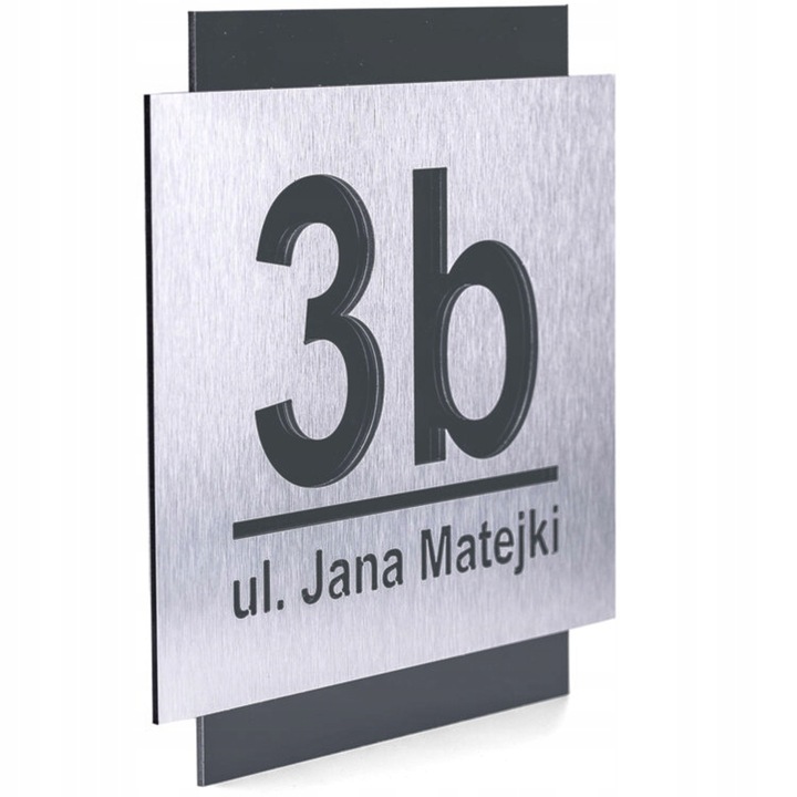 NOWOCZESNA TABLICZKA ADRESOWA Z NUMEREM DOMU ULICA | ALUMINIUM 25x25cm