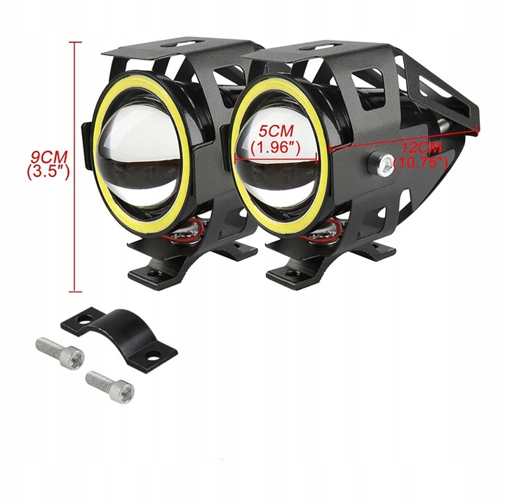 2x HALOGENY MOTOCYKLOWE LAMPY REFLEKTORY RING LED 3Ccc