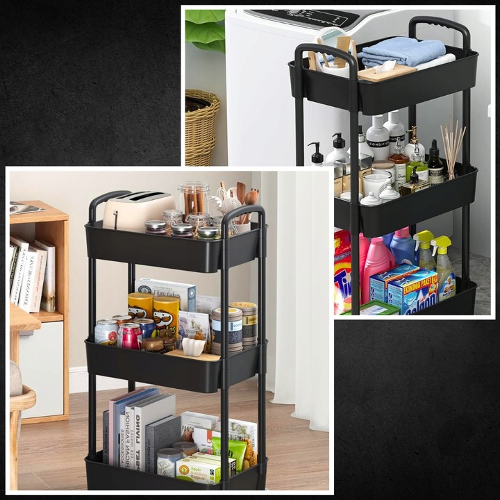 Wózek kuchenny STOLIK NA KÓŁKACH WÓZEK 3 POZIOMOWY BLOKADA KÓŁEK