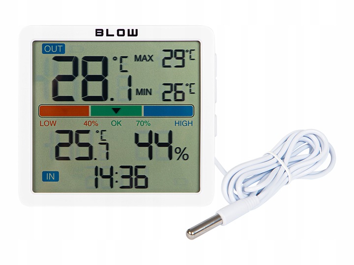 STACJA POGODY BEZPRZEWODOWA POGODOWA METEO TERMOMETR HIGROMETR ZEGAR