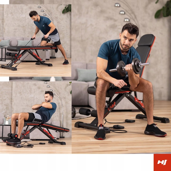 Ławka treningowa z ekspanderami regulowana hopsport 250 kg składana