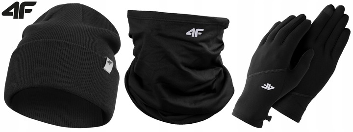 4F KOMPLET ZIMOWY MĘSKI DAMSKI CZAPKA ZIMOWA KOMIN SZAL RĘKAWICZKI