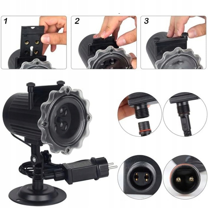 ŚWIĄTECZNY PROJEKTOR LED LASEROWY 16 slajdów 64 MOTYWÓW z pilotem