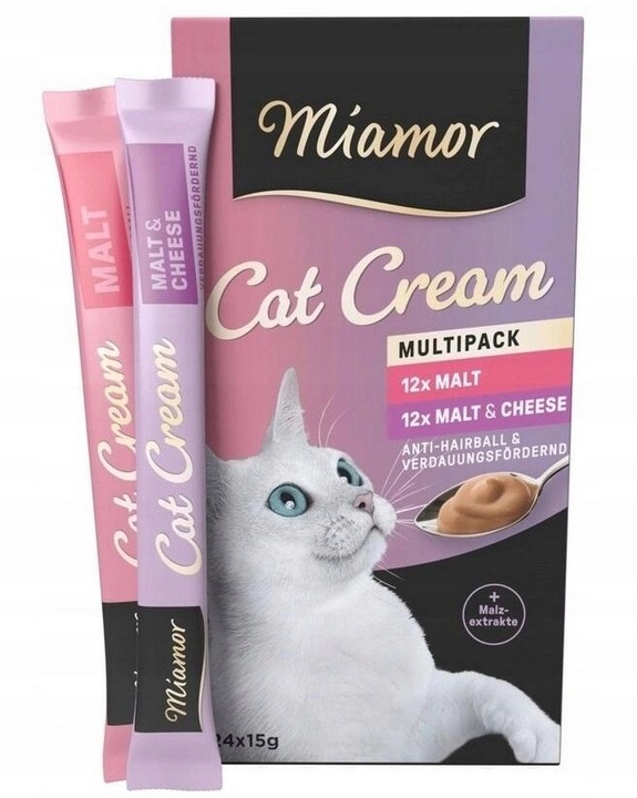Miamor Cream MULTIPACK Malt Hariball + Mt&Cheese na kule włosowe