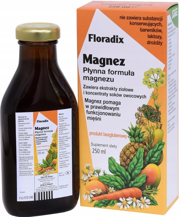Floradix Magnez płynna formuła 250ml Dla silnych mięśni Zmęczenie Znużenie