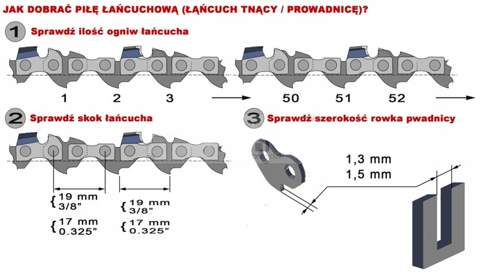 PROWADNICA 16'' 2 ŁAŃCUCHY DO PIŁY 3/8 1,3mm 56