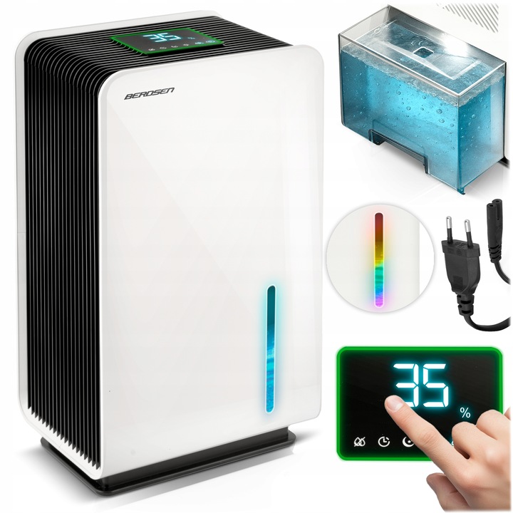 OSUSZACZ POWIETRZA POCHŁANIACZ WILGOCI 64W HEPA 34dB TIMER LED Berdsen