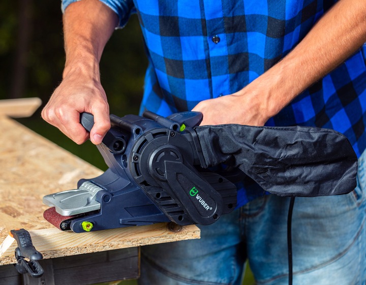 SZLIFIERKA TAŚMOWA WIELOFUNKCYJNA MOCNA DO DREWNA Z REGULACJĄ 1900W