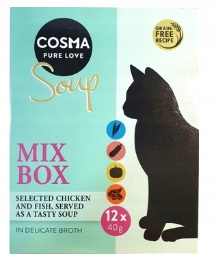 Cosma Soup 12 x 40g fileciki zupka Mix Box Kurczak ryby
