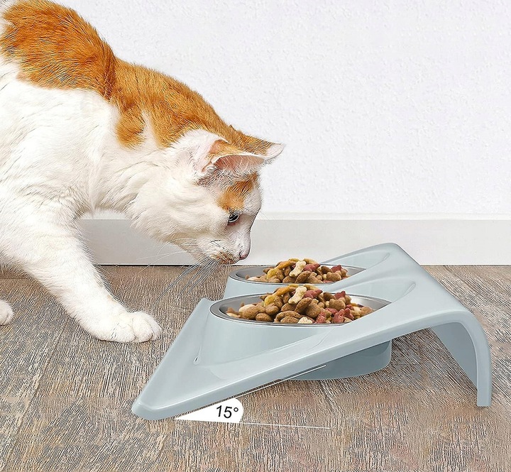 PODWÓJNA MISKA STALOWA DLA PSA KOTA STOJAK PODSTAWKA 2x450ml NA KARMĘ WODĘ