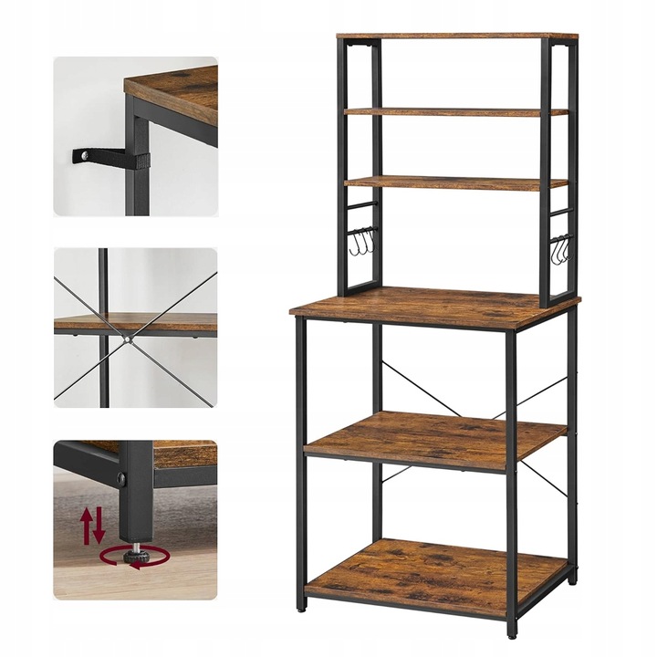 Regał szafka kuchenna 6 POZIOMÓW dąb rustykalny 40 x 60 x 167 vintage