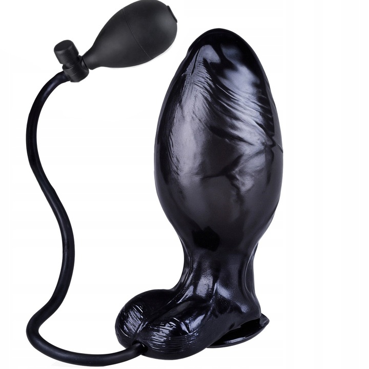 POMPOWANY PENIS Z JĄDRAMI Dmuchane Grube Dildo XXL z Pompką Gruszką