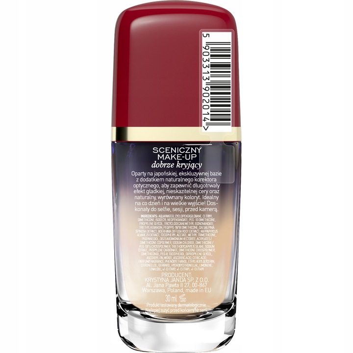 JANDA Make-up sceniczny kryjący 01 j.beż Fluid Bez efektu maski Wygładza