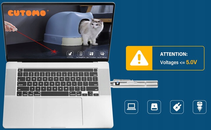Wskaźnik laserowy dla kota USB 3w1 latarka UV