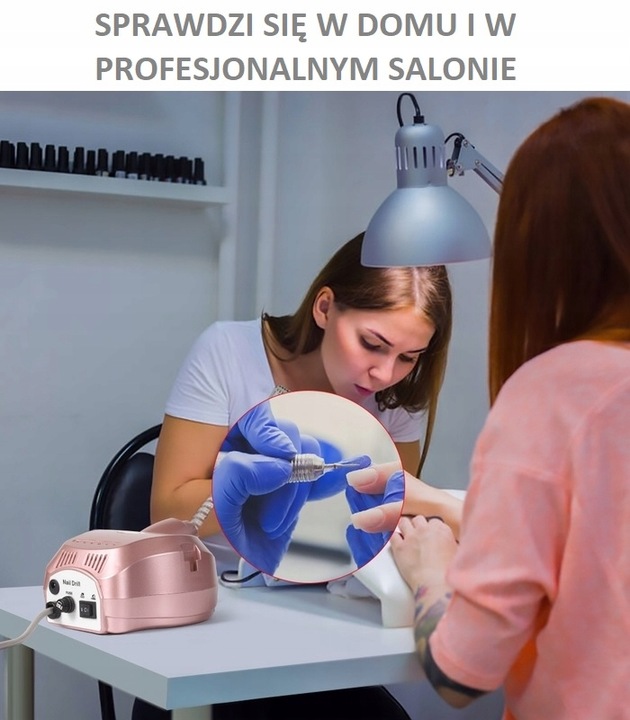 FREZARKA DO PAZNOKCI MANICURE PEDICURE 65W PROFESJONALNA MOCNA + FREZY