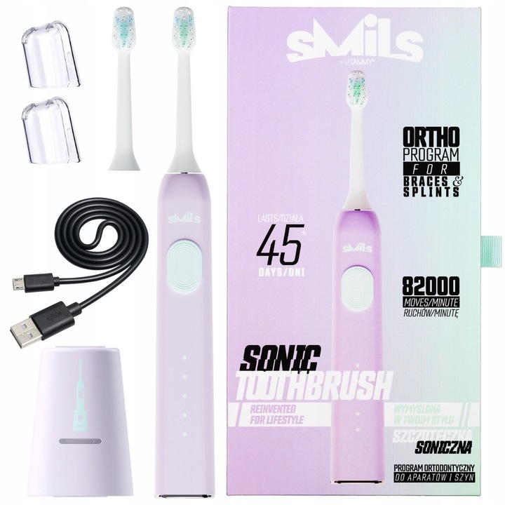 SZCZOTECZKA SONICZNA ELEKTRYCZNA DLA DZIECI DO ZĘBÓW VITAMMY SMILS 5TRYBÓW