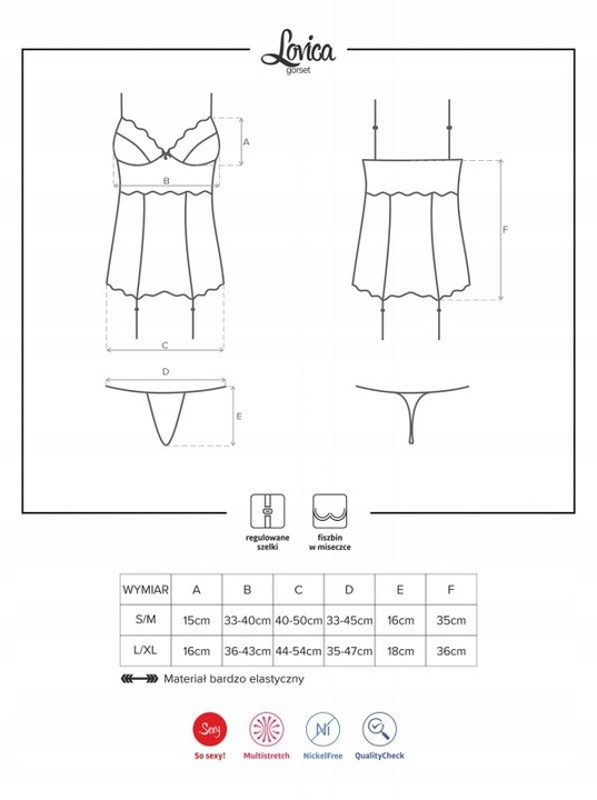 Czerwony gorset satynowy z koronką i fiszbinami Lovica Obsessive S/M