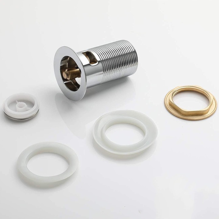 KOREK UMYWALKOWY KLIK-KLAK AUTOMAT z przelewem SREBNY DO UMYWALKI