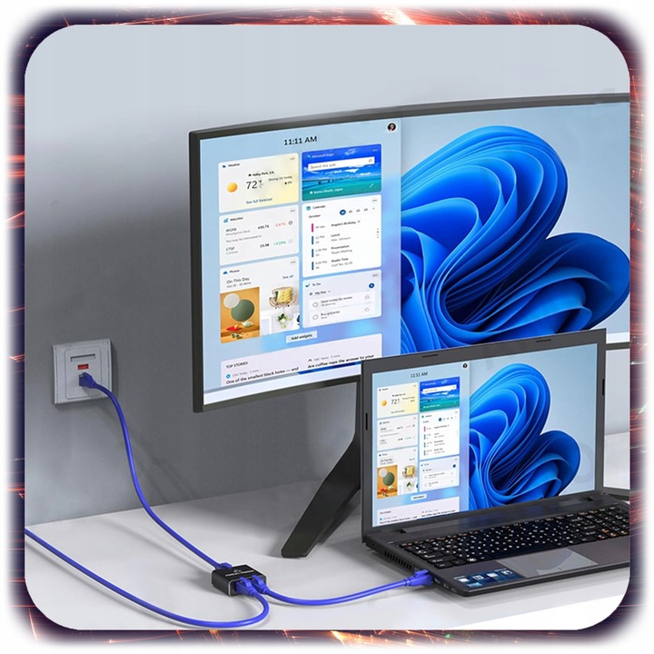 SPLITTER LAN 1x2 SWITCH ROZDZIELACZ ADAPTER 2xRJ45 ETHERNET 1000Mbps 1GB