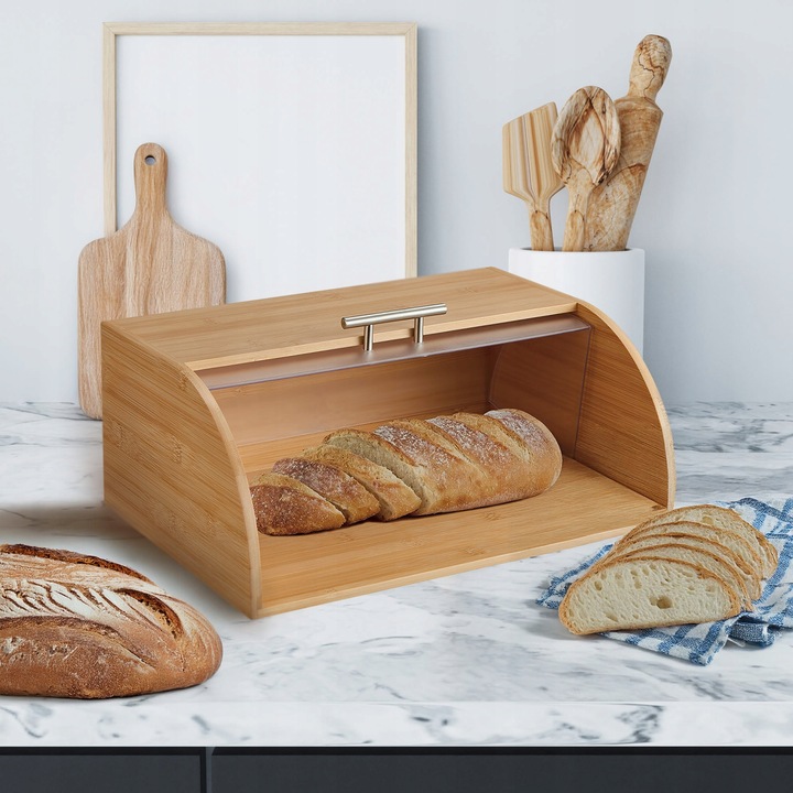 Chlebak bambusowy drewniany 41cm pojemnik na pieczywo chleb bułki KLAUSBERG