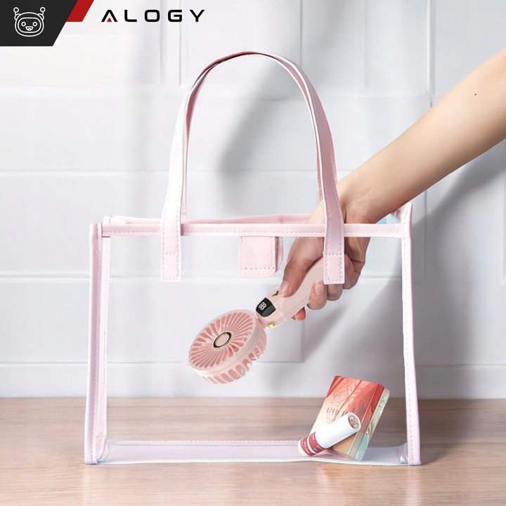 Wentylator wiatrak stojący ręczny biurkowy cichy mocny mały USB-C 1200 mAh