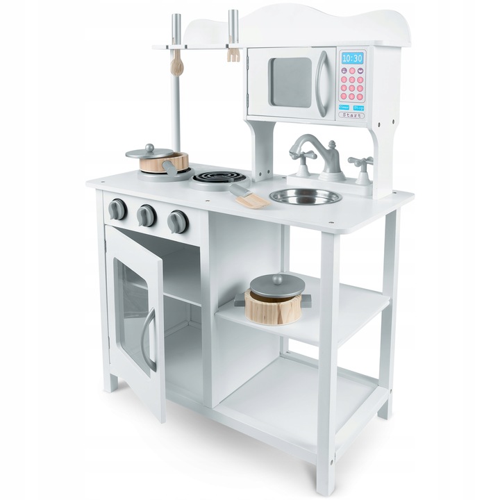ZESTAW KUCHNIA DREWNIANA DLA DZIECI KUCHENKA RETRO DUŻA PALNIKI + ACKESORIA