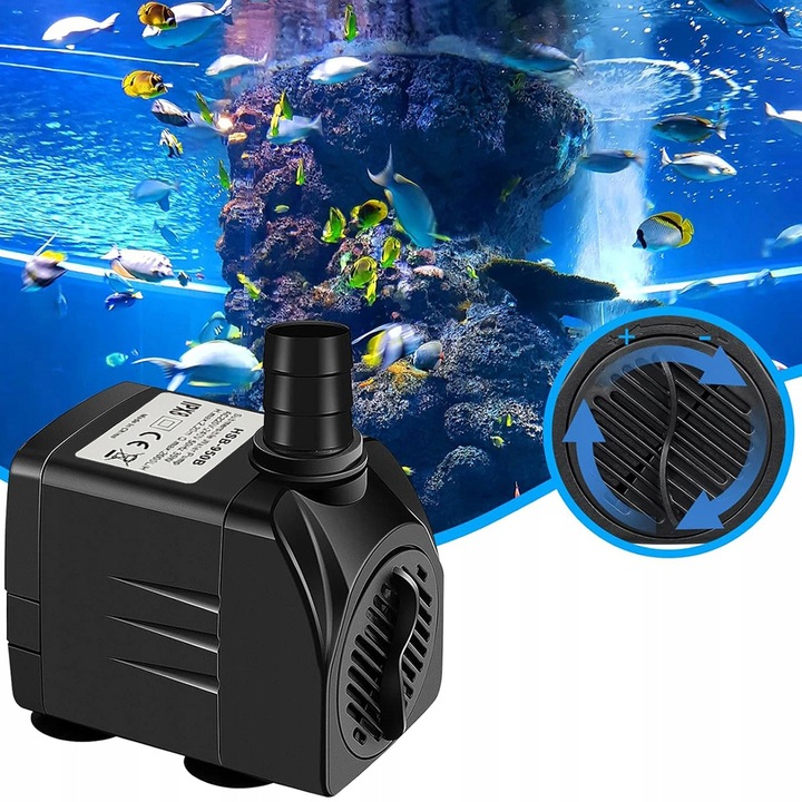 Mocna Pompa 2000L/h DO oczka WODNEGO FONTANNA KASKADA + 3 Końcówki