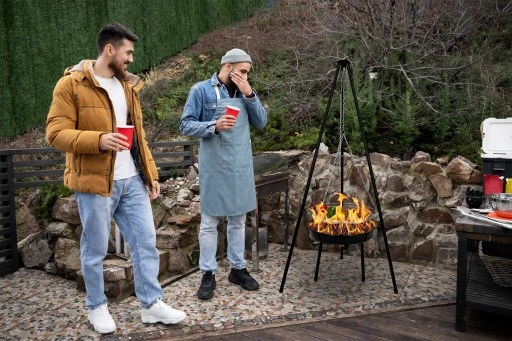 ZESTAW PALENISKO OGRODOWE 2w1 GRILL WĘGLOWY RUSZT + 6x MATA TEFLON BBQ 1000