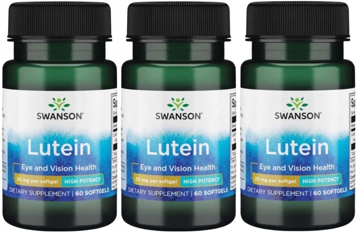 3 x Swanson Lutein - Luteina 60sgels Dobry wzrok Zdrowa nawodniona skóra