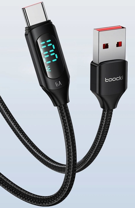 TOOCKI KABEL USB-A DO USB-C 100W PD 6A QC LCD 2 M do HUAWEI XIAOMI SAMSUNG