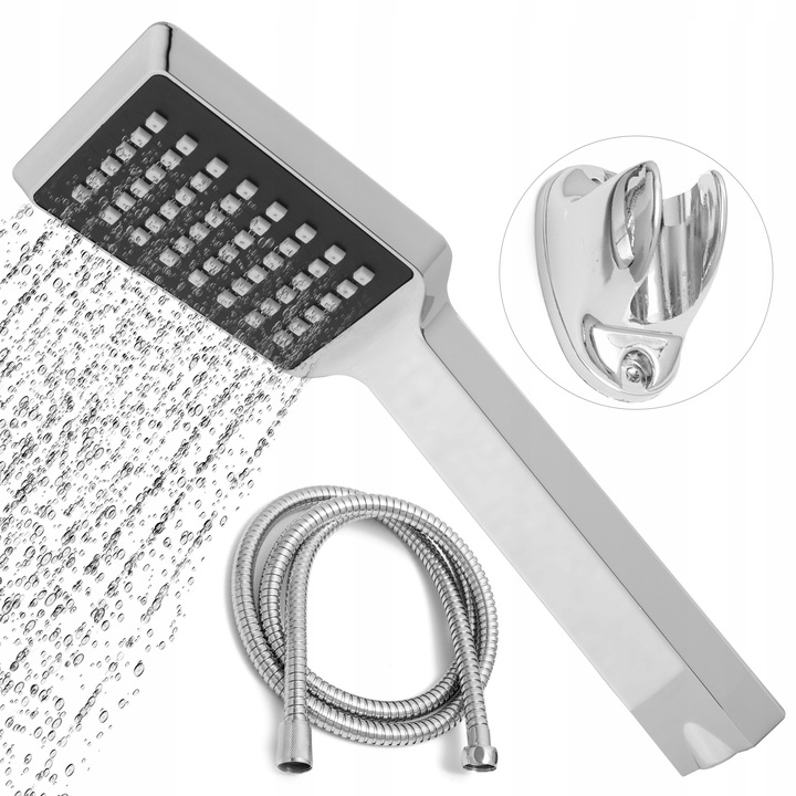 Słuchawka prysznicowa z wężem chrom do wanny z uchwytem ściennym YOKA