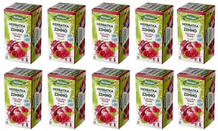 10x 36g HERBAPOL Herbatka na zimno Malina Granat KARTON