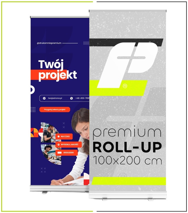 Rollup Roll-Up 100x200 Strong Z Wydrukiem Blockout Kreator Stand + Torba