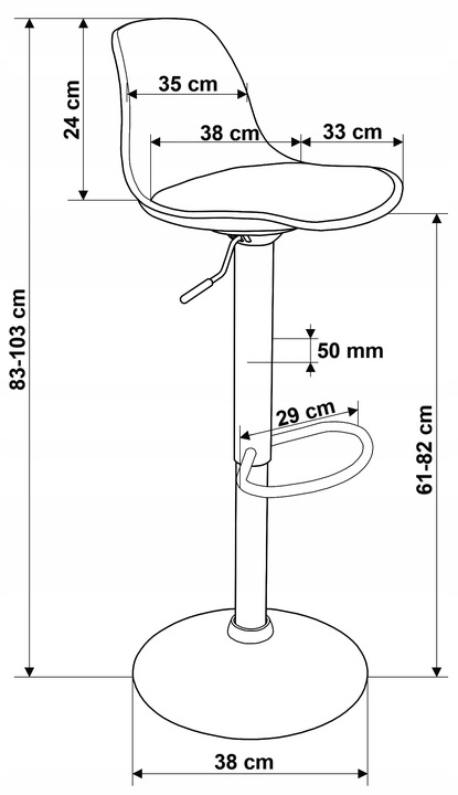 Hoker Barowy Obrotowy Stołek Krzesło Regulowane Tapicerowane Ekoskóra