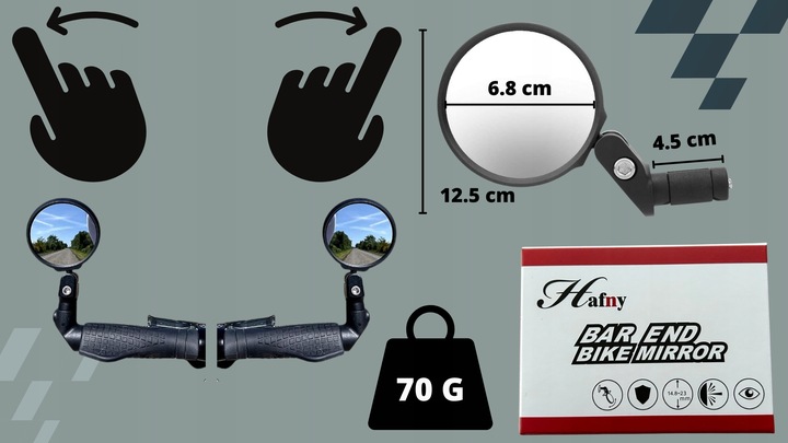 Lusterko rowerowe roweru wsteczne lewe prawe 360 lekkie dobra widoczność