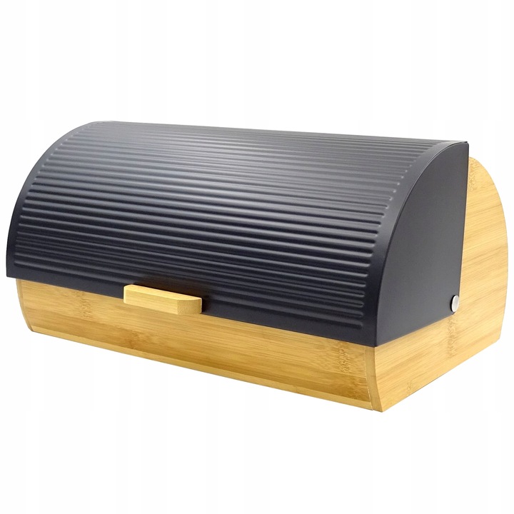 CHLEBAK NA PIECZYWO CHLEB BUŁKI POJEMNIK CZARNY BAMBUS DREWNIANY DUŻY