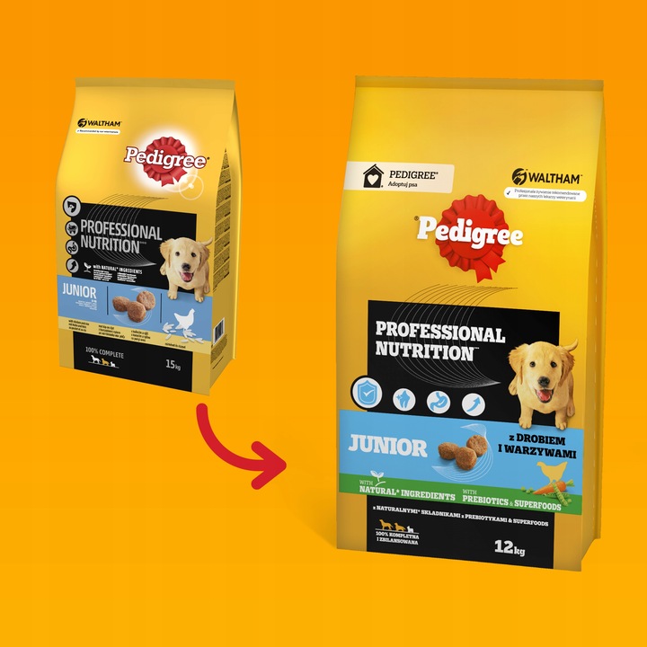 PEDIGREE Junior sucha karma dla szczeniąt z drobiem i warzywami 12 kg