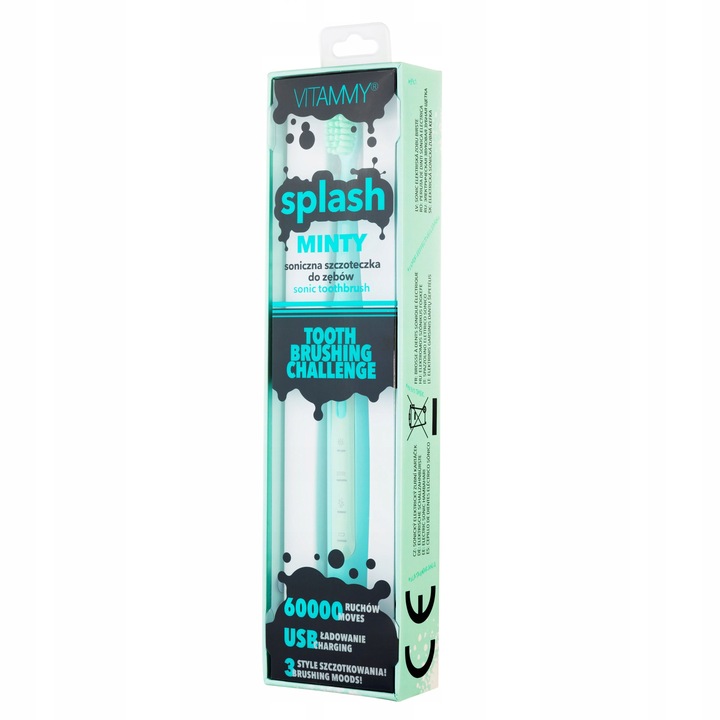 SZCZOTECZKA SONICZNA ELEKTRYCZNA DO ZĘBÓW DLA DZIECI 8+ VITAMMY SPLASH USB
