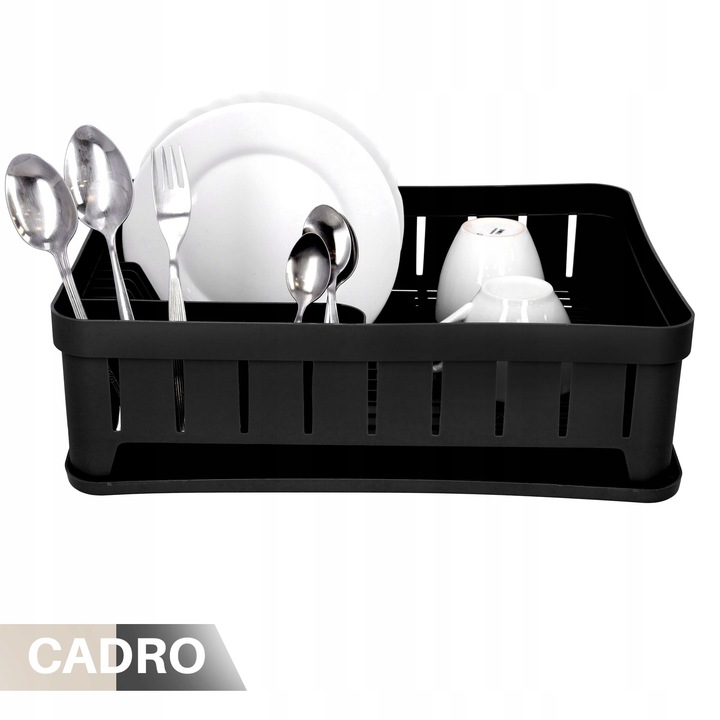 SUSZARKA DO NACZYŃ stojąca ociekacz naczynia talerze sztućce czarna