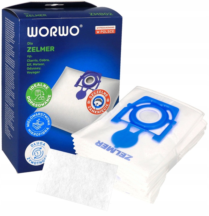 Worki do odkurzacza Zelmer Odyssey Meteor 2 Elf Aquawelt ZMB02 12 szt