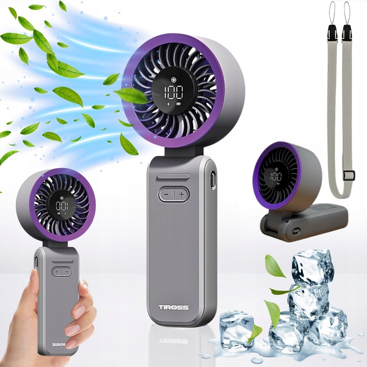 PRZENOŚNY WIATRAK MINI WENTYLATOR BIURKOWY CICHY RĘCZNY 3600mAh 100 trybu