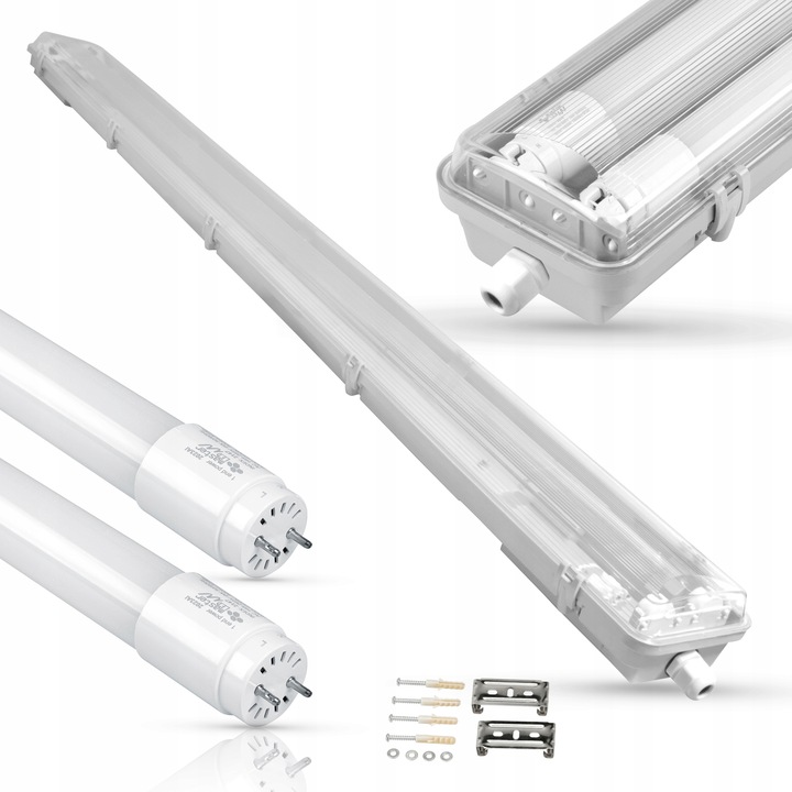 Oprawa hermetyczna 120cm Lampa LED do garażu natynkowa + 2x świetlówka LED